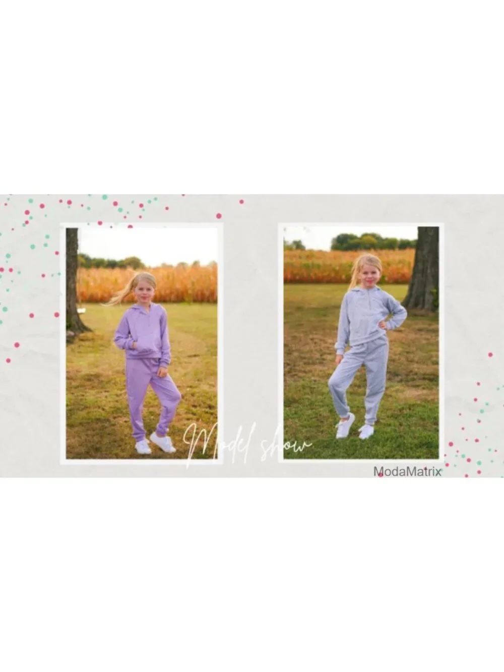 Girls Athletic 2-Piece Hoodie Sweatsuit Set with Pockets